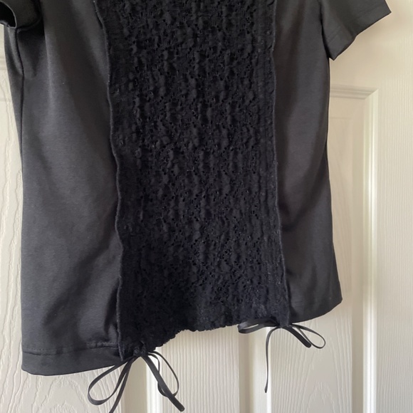 Black Lace Embellished Short Sleeve Top - Picture 2 of 5